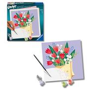 Ravensburger - CreArt Serie Trend Quadrati: Bouquet di Tulipani, Dipingere con i Numeri, Kit Pittura, Idea Regalo Donna o Uomo, 14+ Anni, 20x20 cm