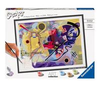Ravensburger - creart art collection kandinsky: giallo, rosso, blu, kit per dipingere con i numeri, gioco creativo e relax, 14+ anni