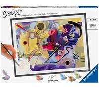 Ravensburger - creart art collection kandinsky: giallo, rosso, blu, kit per dipingere con i numeri, gioco creativo e relax, 14+ anni