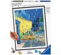 Ravensburger - creart art collection van gogh: terrazza del caffè di sera, kit per dipingere con i numeri, gioco creativo e relax, 14+ anni