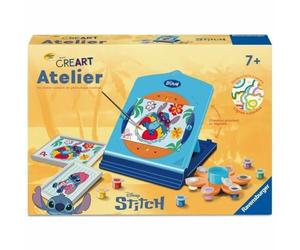 Ravensburger - CreArt Atelier Stitch - Dipinto con numeri per bambini dai 7 anni - 2 quadri - Cavalletto ricaricabile - 12023122