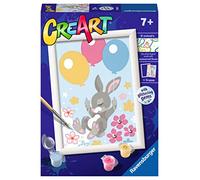 Ravensburger - creart serie d: coniglietto con palloncini, kit per dipingere con i numeri, contiene una tavola prestampata, pennello, colori e accessori, gioco creativo per bambini 7+ anni