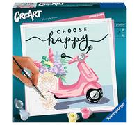 RAVENSBURGER CREART PER ADULTI, KIT PER DIPINGERE CON I NUMERI, SERIE TREND QUADRATI, CHOOSE HAPPY