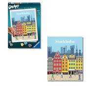 Ravensburger Kit per dipingere con i numeri CreArt City Stoccolma - Tavola 24x30 cm, colori