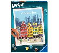 Ravensburger CreArt: Città Stoccolma - Dipingere con i Numeri Adulti, Attività Creativa e Rilassante, Kit Pittura con Pennello e Colori Inclusi, 24 x 30 cm, Idee Regalo