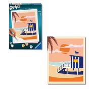 Ravensburger - CreArt Trend C, Cottage sulla Spiaggia, Dipingere con i Numeri, Kit Pittura, Idea Regalo Donna o Uomo, 14+ Anni, 24x30 cm
