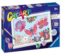 Ravensburger – Kit pittura per bambini Creart Serie E Farfalle Glitter – Dipingi con i numeri 7+