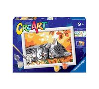 RAVENSBURGER CREART PER BAMBINI, KIT PER DIPINGERE CON I NUMERI, 9+, SERIE E, GATTINI IN AUTUNNO