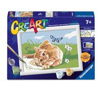 Ravensburger – Set per dipingere CreArt Gattino Gioioso, con numeri, cornice inclusa, 13x18 cm, 7+
