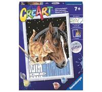 Ravensburger CreArt: Insoliti amici - Dipingere con i Numeri per Bambini 7+ Anni, Kit Pittura con Tavole, Cornice con Brillantini, Pennello e Colori Inclusi, 25 x 18,30 cm, Idee Regalo