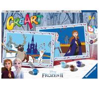 Ravensburer - creart serie junior, frozen ii, kit dipingere con i numeri, contiene 2 tavole prestampate, pennello, colori, gioco creativo per maschi e femmine dai 5+ anni di età