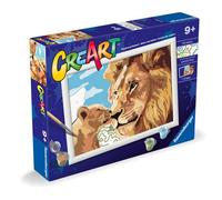 Ravensburger - CreArt Serie D: Leone e cucciolo, Dipingere con i Numeri, Kit Pittura Bambini, Cornice Inclusa, Gioco Educativo e Creativo, Idea Regalo Bambini 9+ Anni, 18x24cm