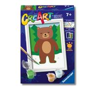 Ravensburger CreArt: Orso Giocoso - Dipingere con i Numeri Bambini 7+ Anni, Kit Pittura con Pennello e Colori Inclusi, Cornice Inclusa, 13,20 x 9,50 cm, Idee Regalo