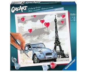 Ravensburger - CreArt Parigi, Dipingere per Rilassarsi, Contiene Una Tavola Prestampata e Un Tracciato Che Guida l'Attività, Hobby per Adulti e Ragazzi- Misure Tavola 20 x 20 cm