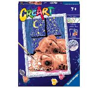 RAVENSBURGER CREART PER BAMBINI, KIT PER DIPINGERE CON I NUMERI, 7+, SERIE D, COPPIA DI CAGNOLINI