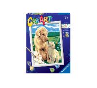 RAVENSBURGER CREART PER BAMBINI, KIT PER DIPINGERE CON I NUMERI, 7+, SERIE D, RETRIEVER SUL PRATO
