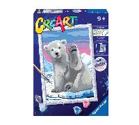 Ravensburger CreArt Kit per dipingere con i numeri Ciao Ciao Orso Polare Serie D 9+ Glitter
