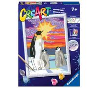 RAVENSBURGER - CREART SERIE D: PINGUINI, KIT PER DIPINGERE CON I NUMERI, CONTIENE UNA TAVOLA PRESTAMPATA, PENNELLO, COLORI E ACCESSORI, GIOCO CREATIVO PER BAMBINI 9+ ANNI