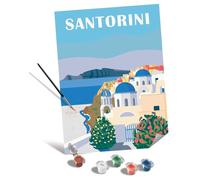 Ravensburger - CreArt Premium B Canvas, Santorini, Dipingere con i Numeri, Kit Pittura, Idea Regalo Donna o Uomo, 14+ Anni, 30x40 cm