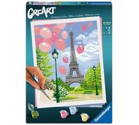 Ravensburger - CreArt Primavera a Parigi, Kit per Dipingere con i Numeri, Contiene Tavola Prestampata 24x30 cm, Pennello, Colori e Accessori, Gioco Creativo e Relax per Adulti 14+ Anni