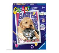 RAVENSBURGER - CREART SERIE D: AMICI PELOSE, KIT PER DIPINGERE CON I NUMERI, CONTIENE UNA TAVOLA PRESTAMPATA, PENNELLO, COLORI E ACCESSORI, GIOCO CREATIVO PER BAMBINI 9+ ANNI