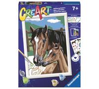 RAVENSBURGER - CREART SERIE D: CAVALLI AL PASCOLO, KIT PER DIPINGERE CON I NUMERI, GIOCO CREATIVO PER BAMBINI 7+ ANNI