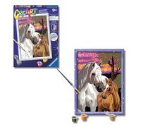RAVENSBURGER CREART PER BAMBINI, KIT PER DIPINGERE CON I NUMERI, 9+, SERIE D, CAVALLI AL TRAMONTO