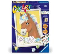Ravensburger - CreArt Serie D: Cavallo tra I fiori, Dipingere con i Numeri, Kit Pittura Bambini, Cornice Inclusa, Gioco Educativo e Creativo, Idea Regalo Bambini 9+ Anni, 18x24cm