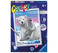 RAVENSBURGER CREART PER BAMBINI, KIT PER DIPINGERE CON I NUMERI, 9+, SERIE D, CIAO CIAO ORSO POLARE