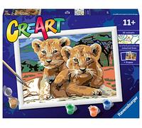 Ravensburger - creart serie d: leoncini, kit per dipingere con i numeri, gioco creativo per bambini 7+ anni