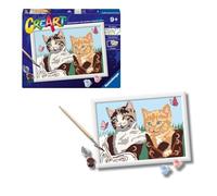 Ravensburger - CreArt Serie D, Gattini in Stivaletti, Dipingere con i Numeri, Kit Pittura Bambini, Cornice Inclusa, Tema Animali, Gioco Educativo, Idea Regalo Bambini 9+ Anni, 24x18 cm