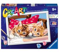 RAVENSBURGER CREART PER BAMBINI, KIT PER DIPINGERE CON I NUMERI, 9+, SERIE D, GATTINI SUL CUSCINO