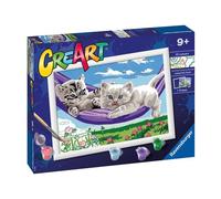 RAVENSBURGER CREART PER BAMBINI, KIT PER DIPINGERE CON I NUMERI, 9+, SERIE D, GATTINI SULL'AMACA