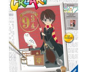 Ravensburger - creart serie d: harry potter, partenza per hogwarts, kit per dipingere con i numeri, contiene una tavola prestampata, pennello, colori e accessori, 7+ anni