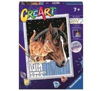 RAVENSBURGER CREART PER BAMBINI, KIT PER DIPINGERE CON I NUMERI, 7+, SERIE D, INSOLITI AMICI