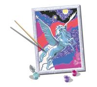 Ravensburger - creart serie d: pegaso scintillante, kit per dipingere con i numeri, contiene una tavola prestampata, pennello, colori e accessori, gioco creativo per bambini 7+ anni