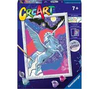 Ravensburger - creart serie d: pegaso scintillante, kit per dipingere con i numeri, contiene una tavola prestampata, pennello, colori e accessori, gioco creativo per bambini 7+ anni