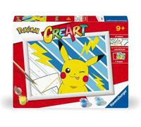 Ravensburger - CreArt Serie D: Pokémon Pikachu, Dipingere con i Numeri, Kit Pittura Bambini, Cornice Inclusa, Gioco Educativo, Idea Regalo Bambini 7+ Anni, 26x20 cm