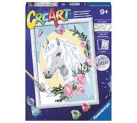 Ravensburger - creart serie d: ritratto di unicorno, kit per dipingere con i numeri, contiene una tavola prestampata, pennello, colori e accessori, gioco creativo per bambini 9+ anni
