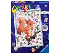 Ravensburger - creart serie d: scoiattolo glitter, kit per dipingere con i numeri, gioco creativo per bambini 7+ anni