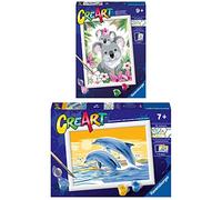 Ravensburger - CreArt Serie D: Sweet Koala, Kit per Dipingere con i Numeri & CreArt 200733, Delfini Amici, Dipingere con I Numeri Bambini