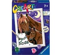 Ravensburger CreArt Serie E: Cavalli luna e stelle, Kit per Dipingere con i Numeri, Contiene una Tavola Prestampata, Pennello, Colori e Accessori