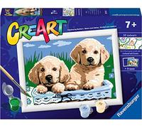 RAVENSBURGER CREART PER BAMBINI, KIT PER DIPINGERE CON I NUMERI, 7+, SERIE E, CANI RETRIEVER