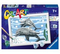Ravensburger - Creart Serie E Classic Delfini Giocherelloni | Kit Pittura Bambini | Dipingere Con I Numeri Include Tutto Il Necessario | Giochi Bambini 7 Anni O Più | Creart 7 Anni