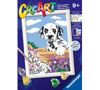 Ravensburger Kit Dipingere con i Numeri CreArt Serie E Dalmata con fiori, Tavola Pennello Colori