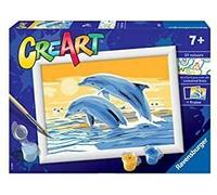 RAVENSBURGER CREART PER BAMBINI, KIT PER DIPINGERE CON I NUMERI, 7+, SERIE E, DELFINI AMICI