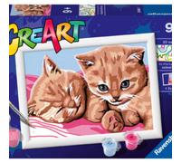 Ravensburger - creart serie e: gattini rossi, kit per dipingere con i numeri, contiene una tavola prestampata, pennello, colori e accessori, gioco creativo per bambini 9+ anni