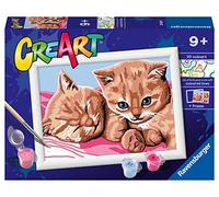 Ravensburger - creart serie e: gattini rossi, kit per dipingere con i numeri, contiene una tavola prestampata, pennello, colori e accessori, gioco creativo per bambini 9+ anni