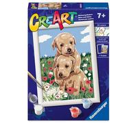 Ravensburger - CreArt Serie E: Golden Retriever Coccolosi, Dipingere con i Numeri, Kit Pittura Bambini, Cornice Inclusa, Gioco Educativo e Creativo, Idea Regalo Bambini 7+ Anni, 13x18 cm