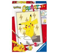 Ravensburger - creart serie e: pokémon, pikachu, kit per dipingere con i numeri, contiene una tavola prestampata, pennello, colori e accessori, gioco creativo per bambini 7+ anni